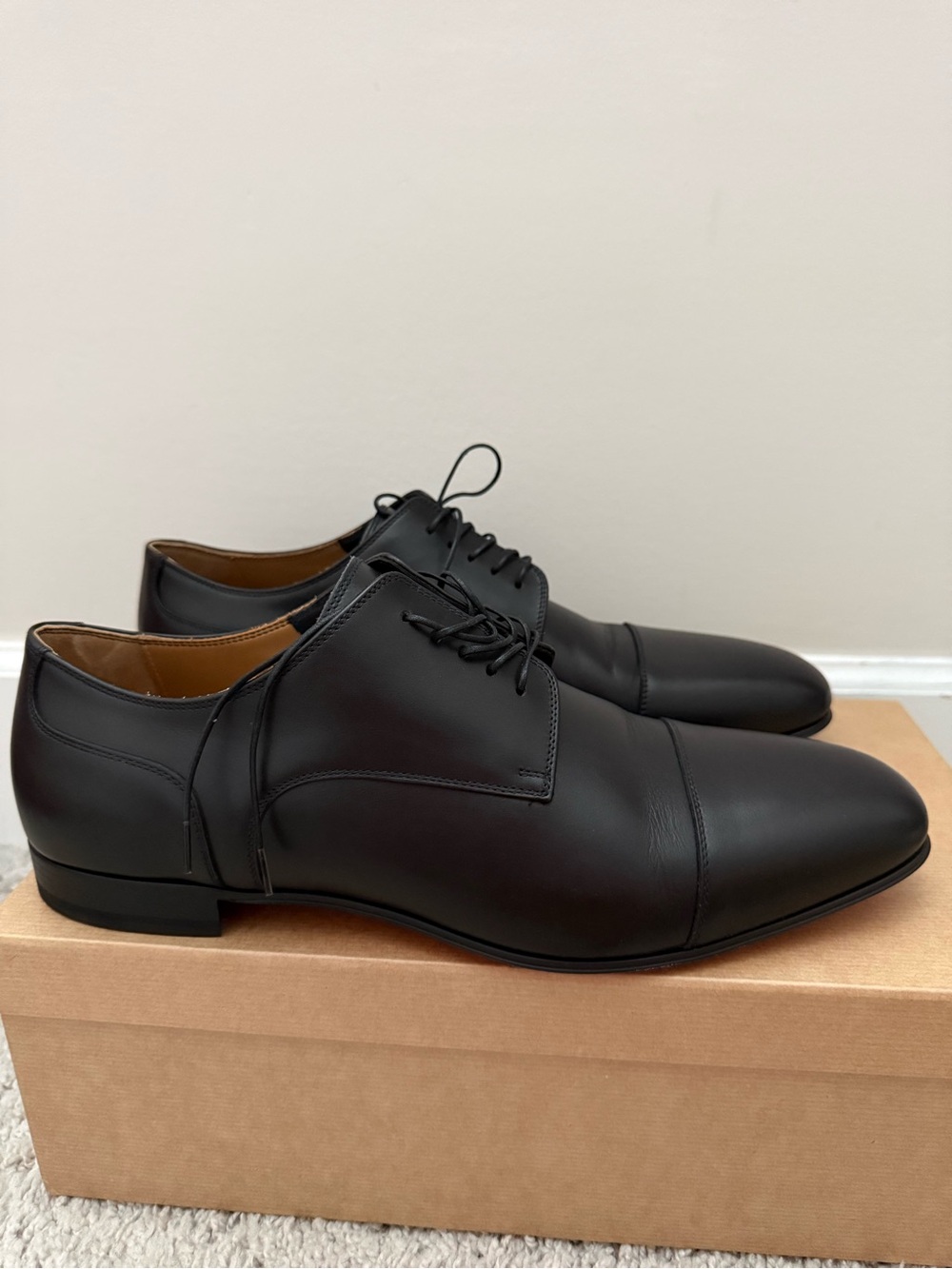 Christian Louboutin Men's Black Leather Surcity Flat Derby Oxfords size 45/12